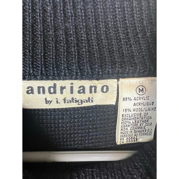 Andriano by I. Fatigati Vintage Black Metallic Gold Retro Sweater Women’s Medium - Picture 4 of 5